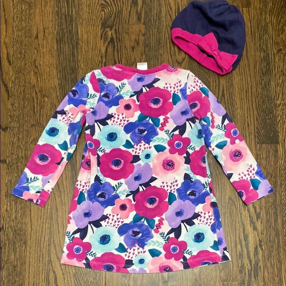 Floral Long Sleeve Dress with Hat